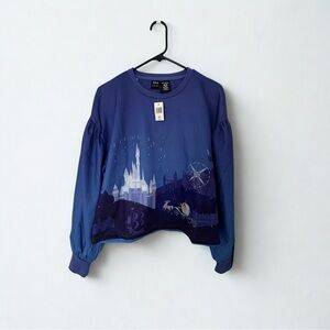 Disney NWT Blue purple Cinderella Castle Graphic Sweatshirt size small